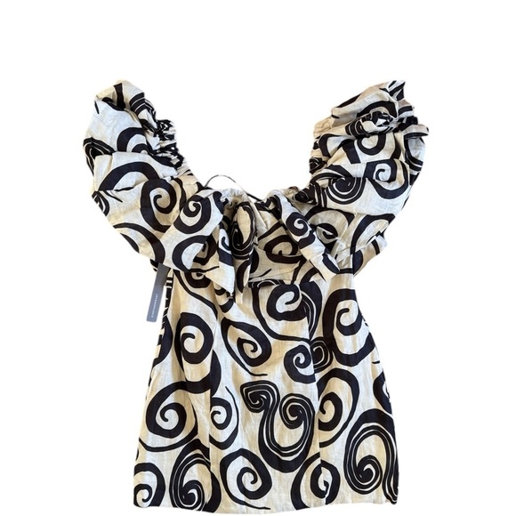 Anthropologie x The Wolf Gang Mirador Linen Off-Shoulder Mini Dress, Medium, NWT - Picture 10 of 13
